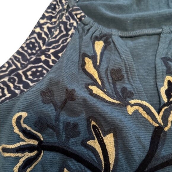 Lucky Brand Teal Blue Floral Embroidered Halter Neck Tank Top Women's M - Picture 4 of 10